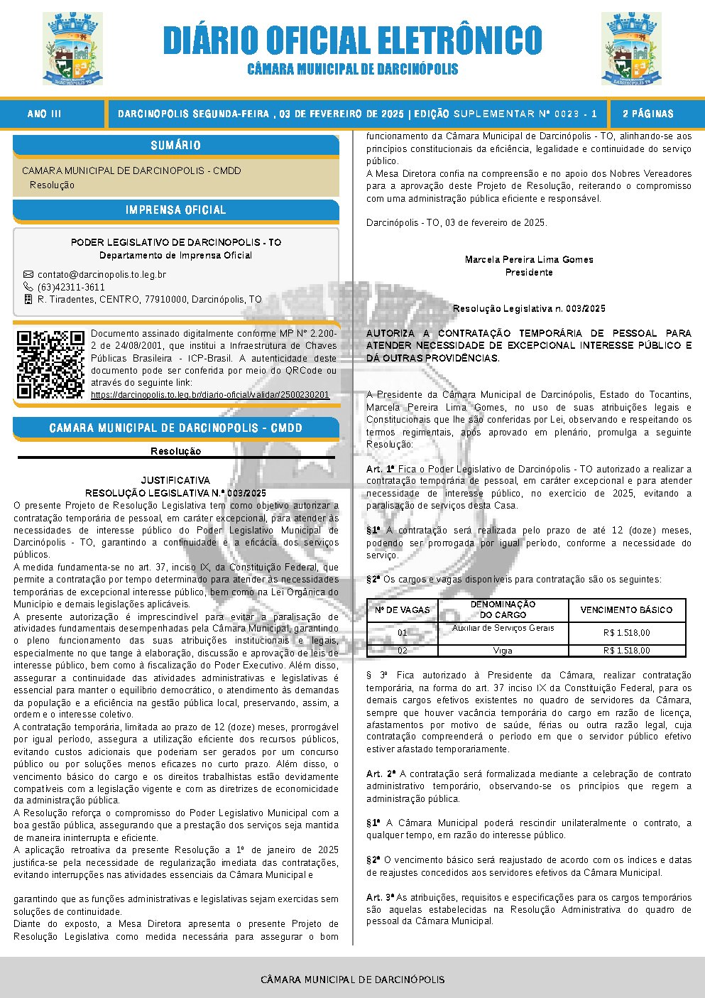 Diário Oficial - Edição 023/2025